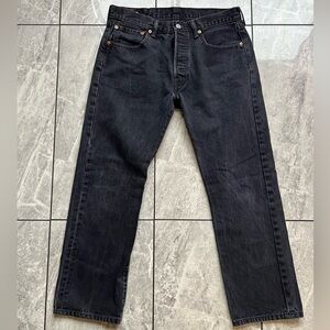 Levi's 501 Original Fit jeans Black Wash Mens Button Fly Copper Rivets 32Wx30L